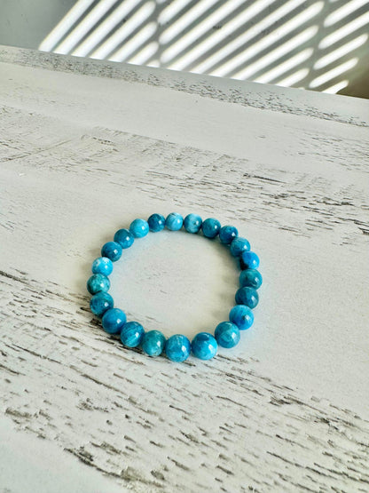 Natural Blue Apatite Crystal Bracelet