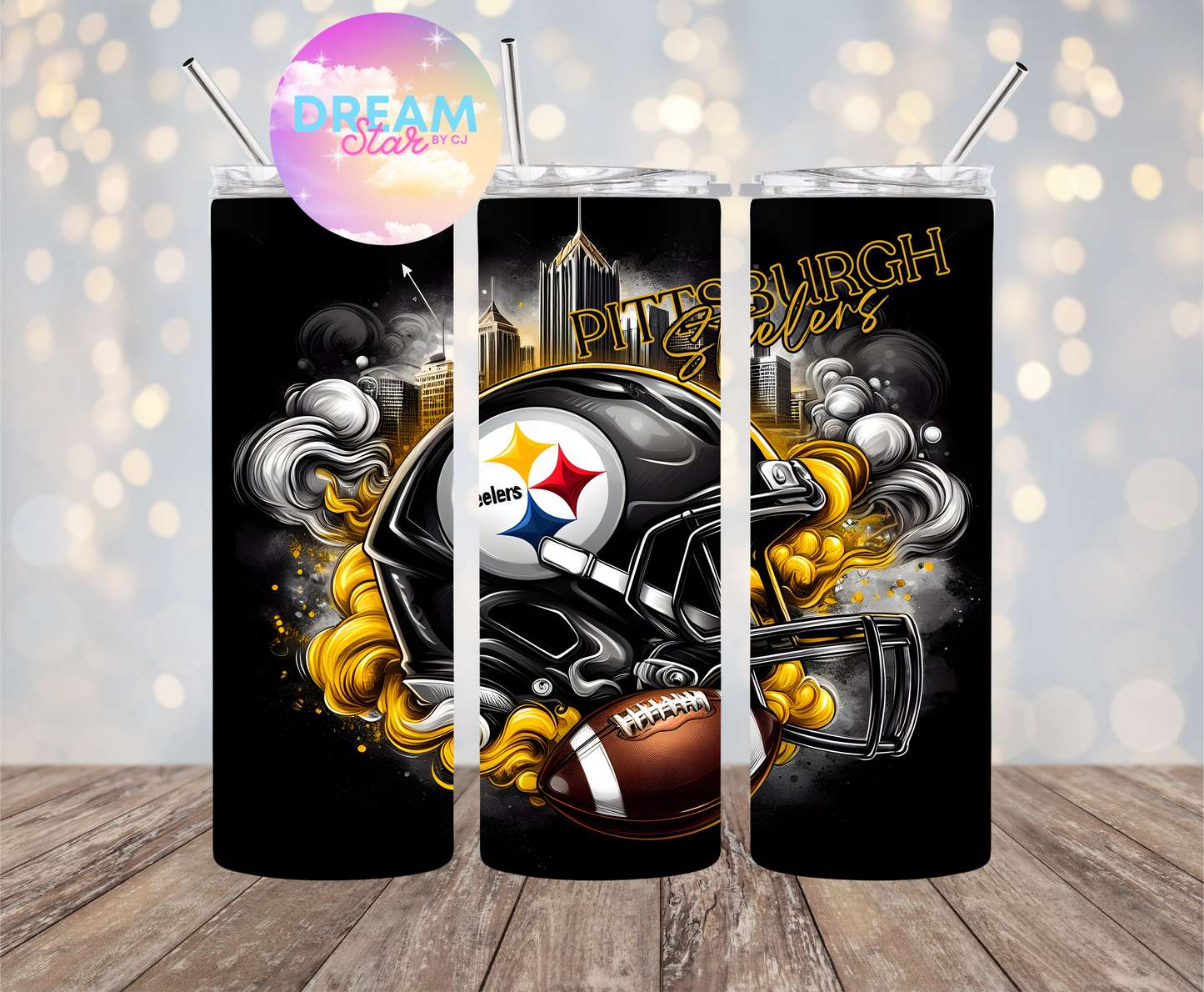 Yellow & White Smoke Helmet Tumbler